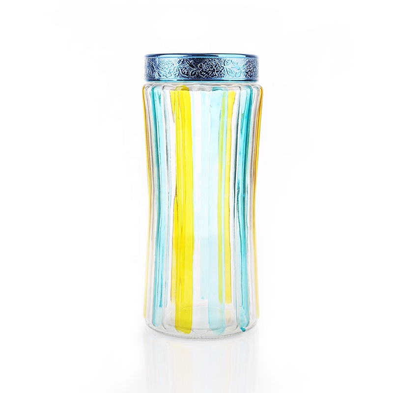 2.2L 2200ML medium size glass canister with plastic screw lid machine made glass storage bottle jar with cloth sleeve