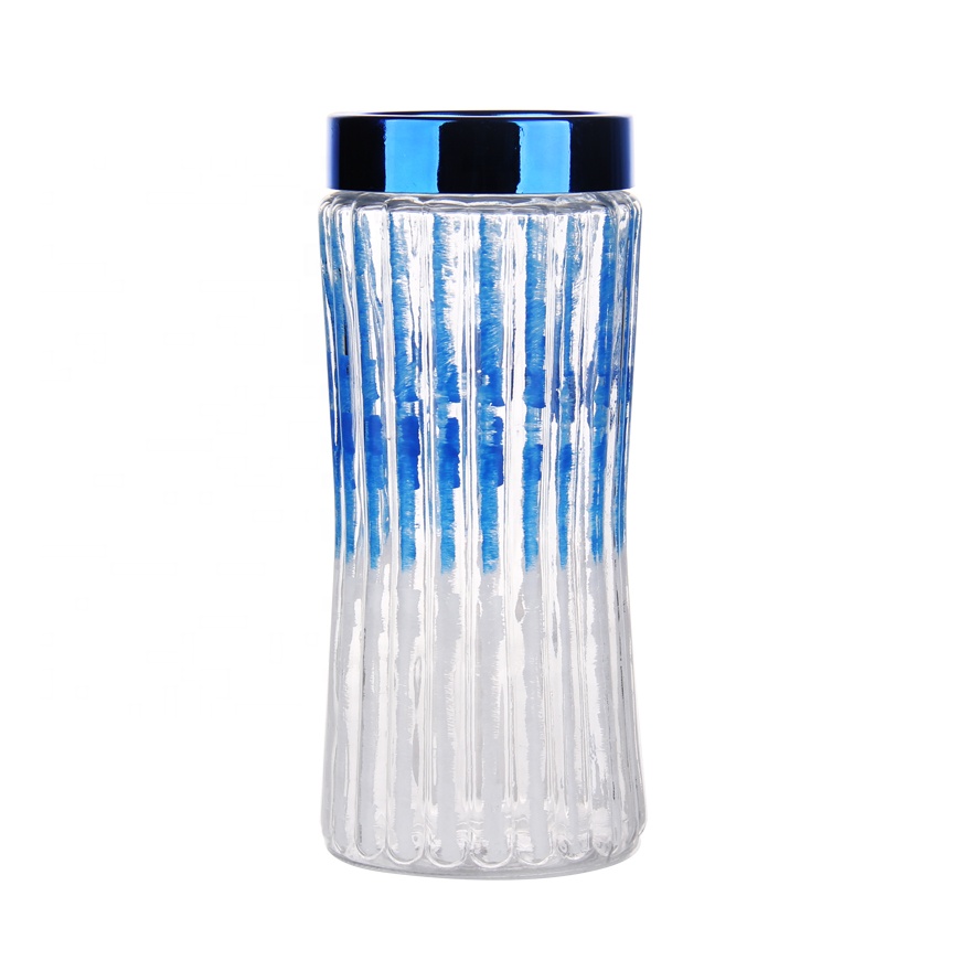 2.2L 2200ML medium size glass canister with plastic screw lid machine made glass storage bottle jar with cloth sleeve