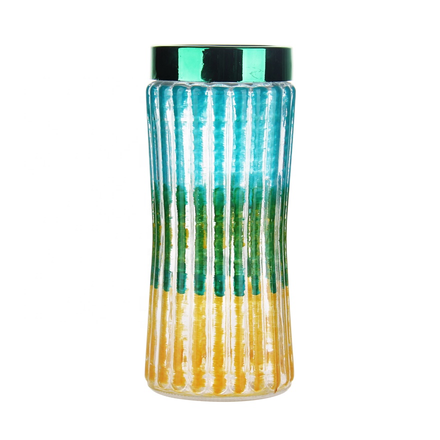 2.2L 2200ML medium size glass canister with plastic screw lid machine made glass storage bottle jar with cloth sleeve