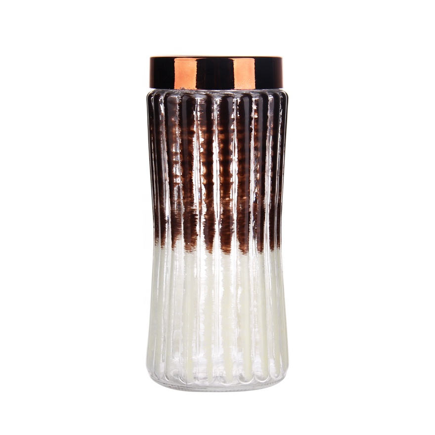 2.2L 2200ML medium size glass canister with plastic screw lid machine made glass storage bottle jar with cloth sleeve