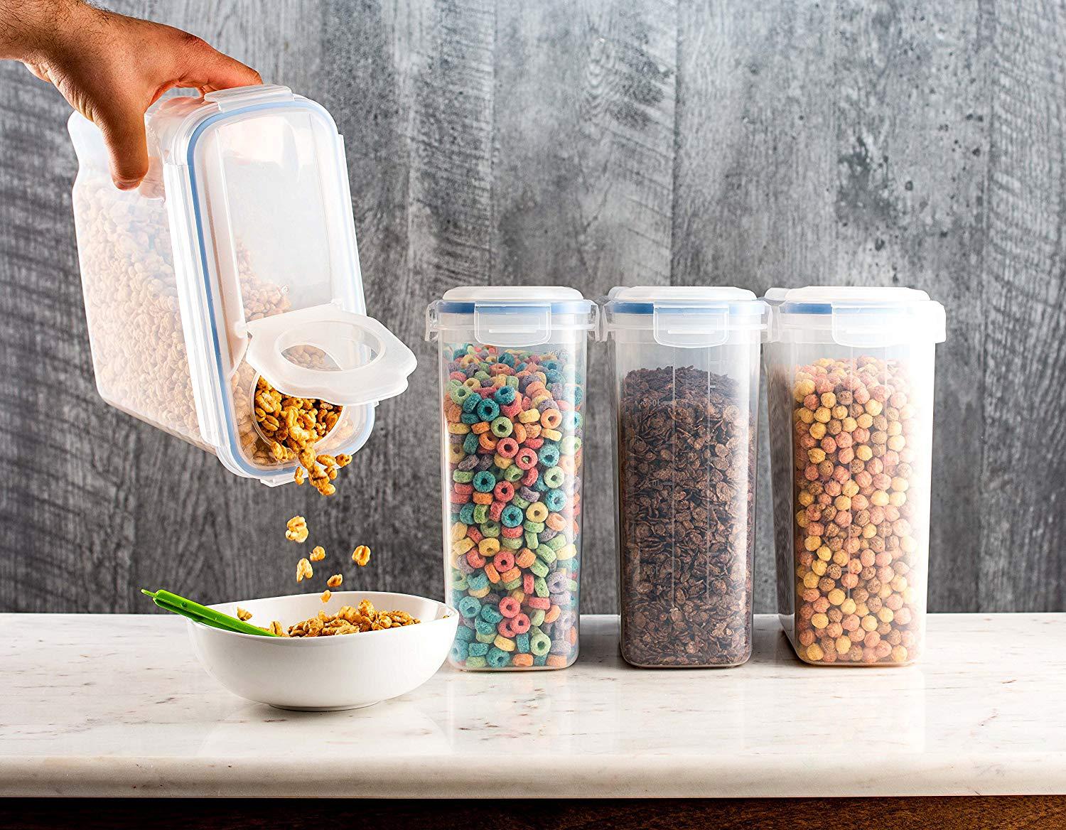 2.5L 4L Hot Sale Plastic Food Storage Containers With Four-Side Locked Lids Serving Pantry Organization Grains Pasta Flour