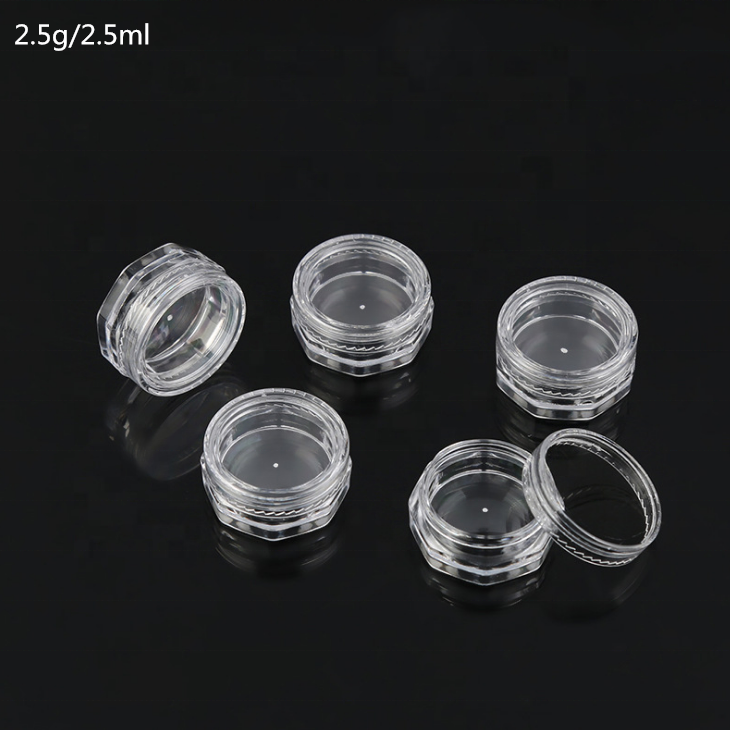 2.5g 2.5ml mini PS plastic octangle facial cream jar, eye cream jar