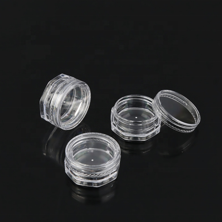 2.5g 2.5ml mini PS plastic octangle facial cream jar, eye cream jar
