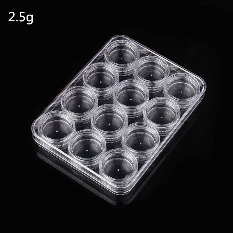 2.5g transparent Plastic round cream boxed jar,12 pcs per set with a box for cream eye shadow