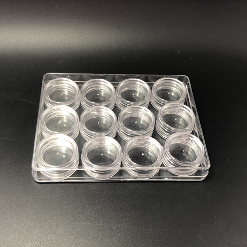 2.5g transparent Plastic round cream boxed jar,12 pcs per set with a box for cream eye shadow