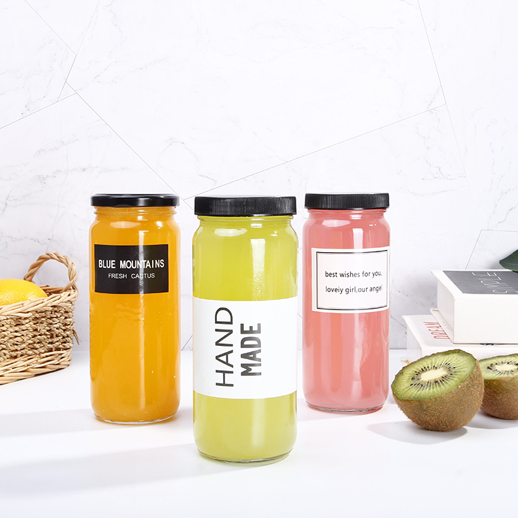 2.5oz 8oz 16oz Straight Side Glass Paragon Jar With Plastic/Metal Lid For Juice & Beverage