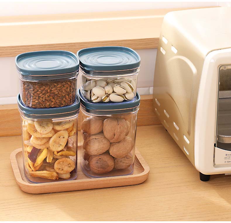2 Colors 220ml 650ml Plastic Cereal Containers With Seal Lids For Coffee Tea Sugar Pudding Kitchen Spices