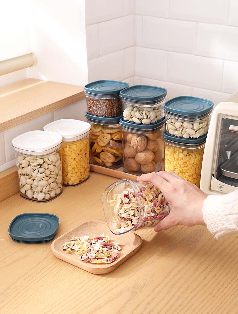 2 Colors 220ml 650ml Plastic Cereal Containers With Seal Lids For Coffee Tea Sugar Pudding Kitchen Spices