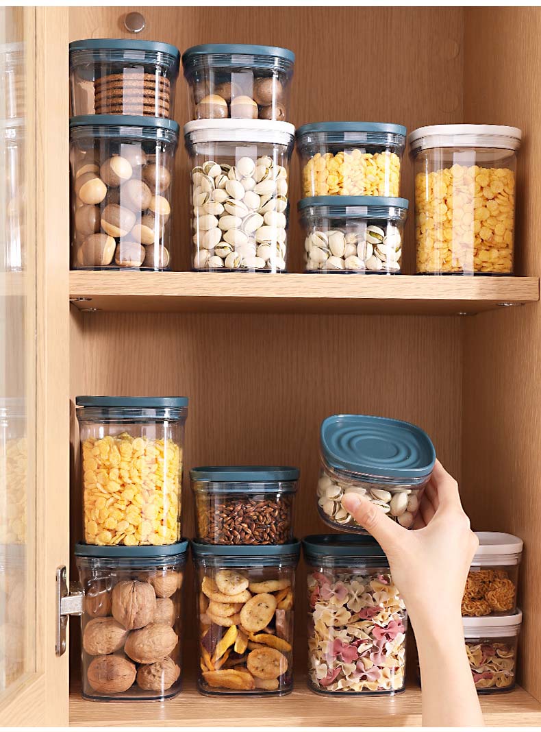 2 Colors 220ml 650ml Plastic Cereal Containers With Seal Lids For Coffee Tea Sugar Pudding Kitchen Spices