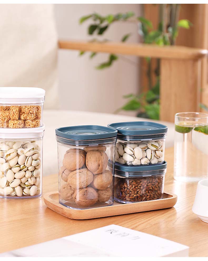 2 Colors 220ml 650ml Plastic Cereal Containers With Seal Lids For Coffee Tea Sugar Pudding Kitchen Spices