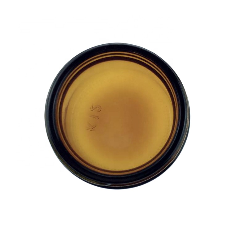 2 OZ frasco de vidro ambar Round Glass Cream Jar with Black Plastic Lids