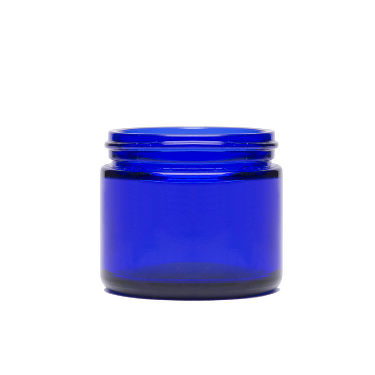 2-Ounce Cobalt Blue Glass Jars w/White Metal Lids for Cream