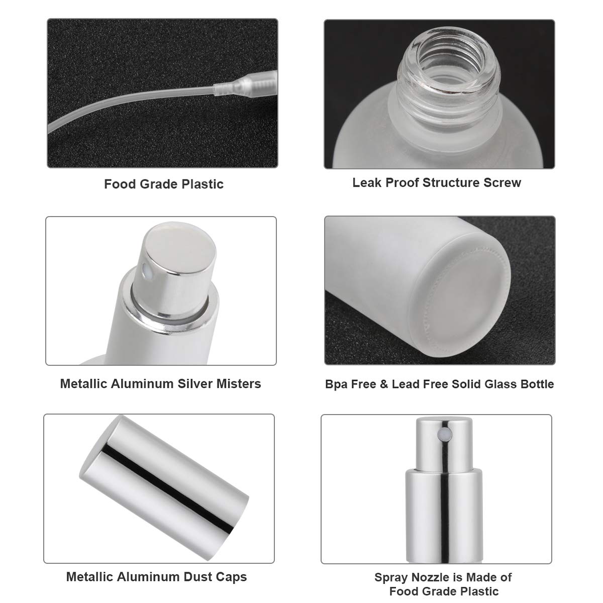 2 PACK Empty Frosted Glass Spray Bottle 3.4oz, Perfume Atomizer, Fine Mist Spray bottle Small Glass Spray Bottle Perfume Atomize