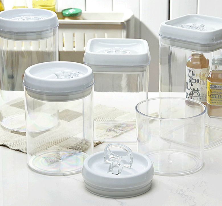 2-Pack Set Square Plastic Clear Airtight Kitchen Food Storage Container Set with Lids for Kitchen Organization