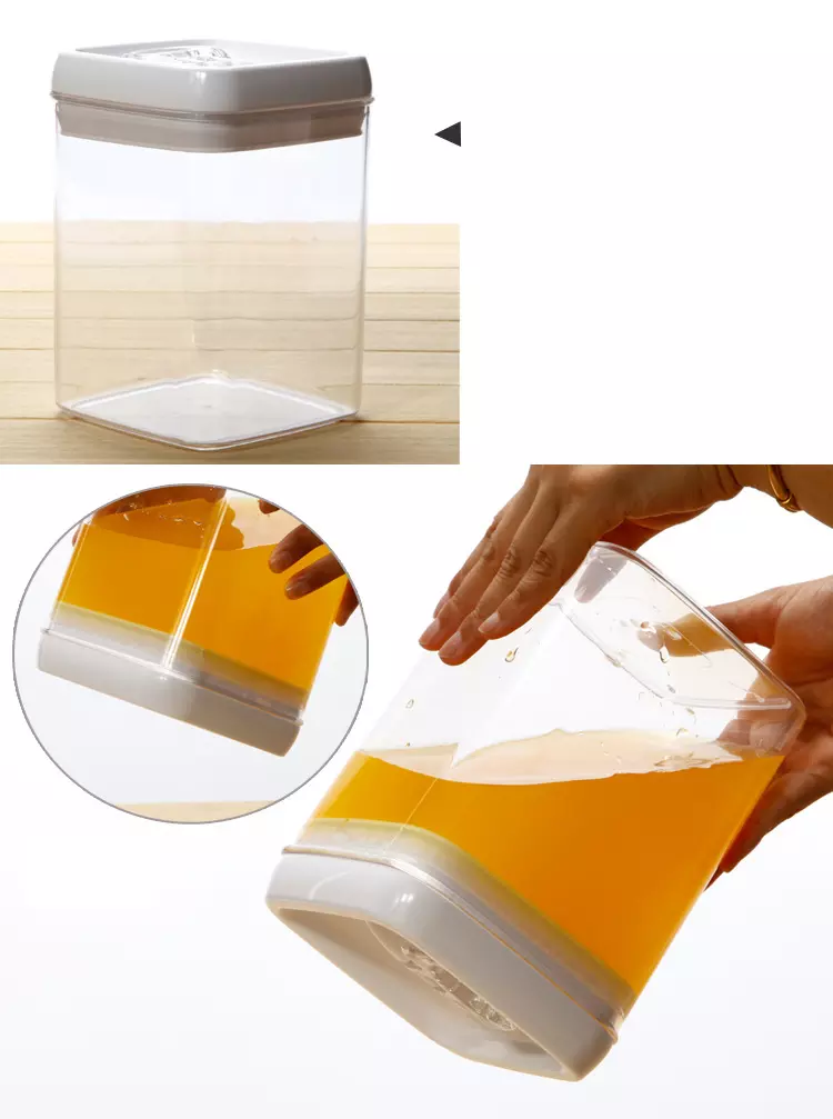 2-Pack Set Square Plastic Clear Airtight Kitchen Food Storage Container Set with Lids for Kitchen Organization