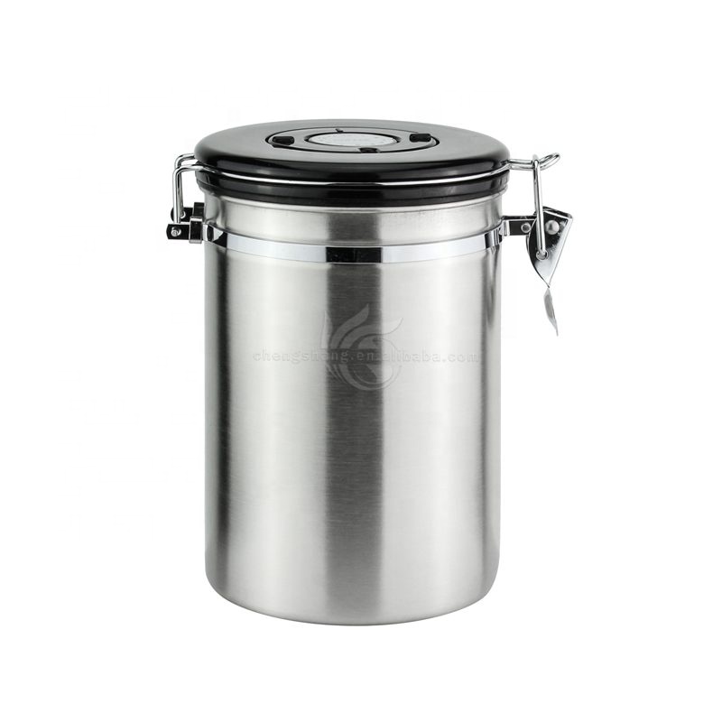 2 Size Stainless Steel Coffee Bean Container Airtight Coffee Vault Kitchen Storage With Date Tracking Canister