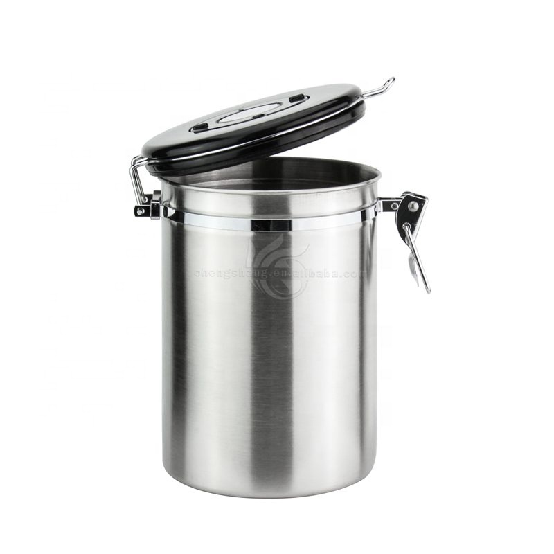 2 Size Stainless Steel Coffee Bean Container Airtight Coffee Vault Kitchen Storage With Date Tracking Canister