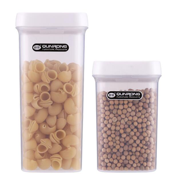 2 Sizes Cereal Air Sealed Containers With Press-Button Lids BAP-Free PP Plastic Cereal Containers For Snacks Flour