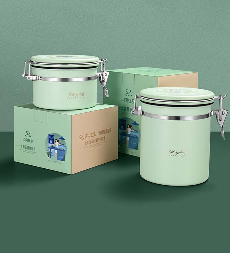 2 Sizes Stainless Steel Coffee Canisters With Air Tight Easy Locking Lids Food Storage Containers For Kitchen Coffee Tea Sugar