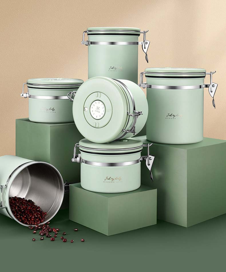2 Sizes Stainless Steel Coffee Canisters With Air Tight Easy Locking Lids Food Storage Containers For Kitchen Coffee Tea Sugar