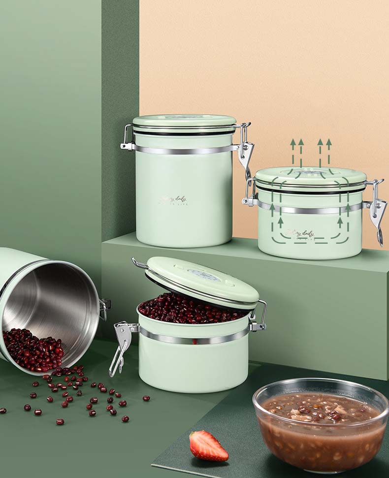 2 Sizes Stainless Steel Coffee Canisters With Air Tight Easy Locking Lids Food Storage Containers For Kitchen Coffee Tea Sugar