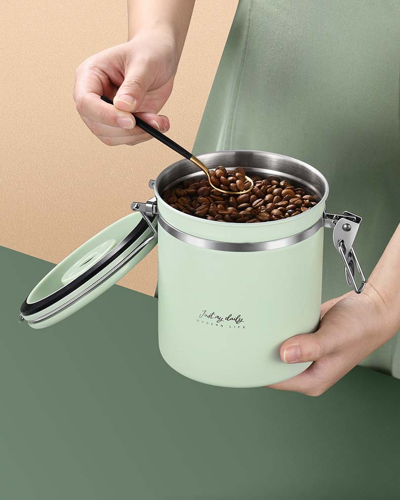 2 Sizes Stainless Steel Coffee Canisters With Air Tight Easy Locking Lids Food Storage Containers For Kitchen Coffee Tea Sugar