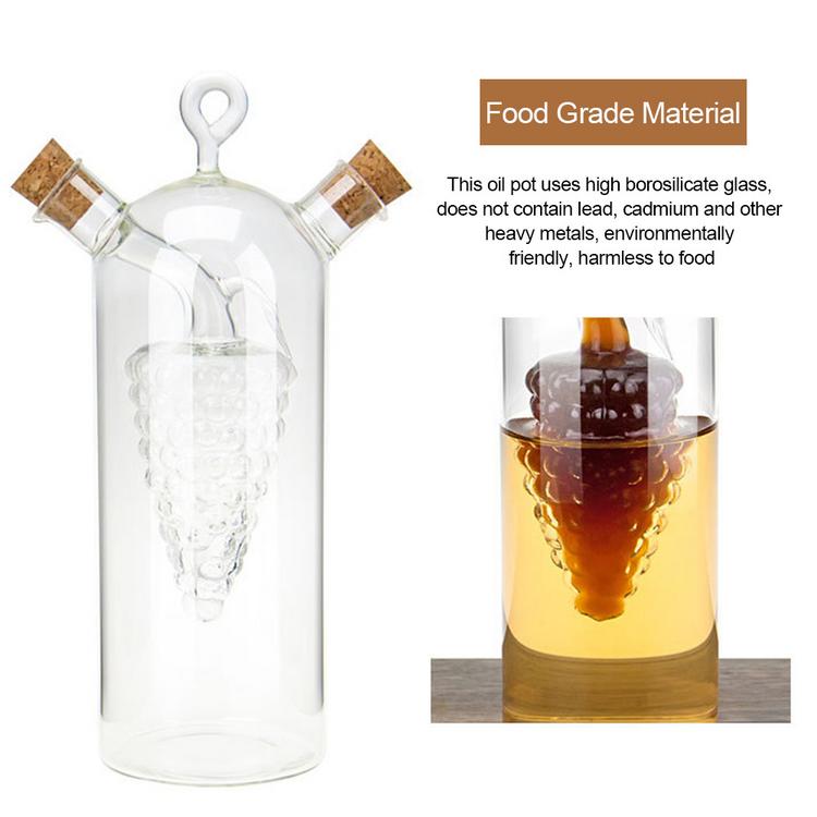 2-in-1 High Borosilicate Glass Caster Two Mouth  Oil Vinegar Bottles Soy