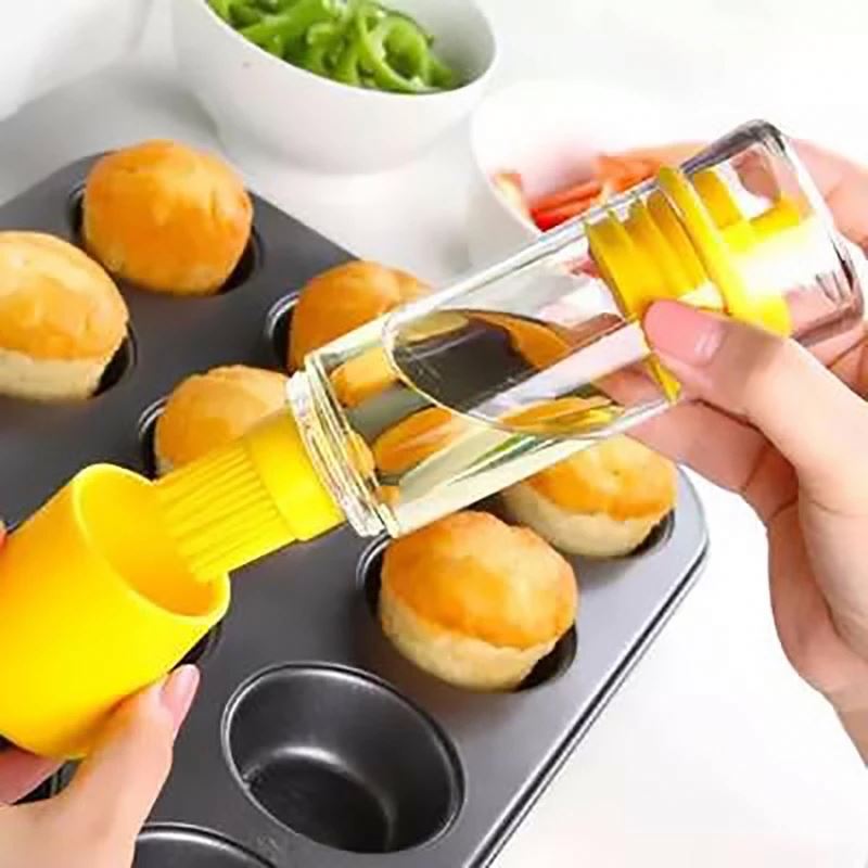 2 in 1 Olive Oil Brush Dispenser Pourer Decanter Bottles Can Container Cooking Pastry Tools Kitchen Accessories