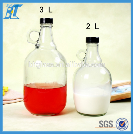 2 liter 3L glass vintage bottles spirit bottles for wine with plastic screw cap supplier China