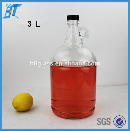 2 liter 3L glass vintage bottles spirit bottles for wine with plastic screw cap supplier China