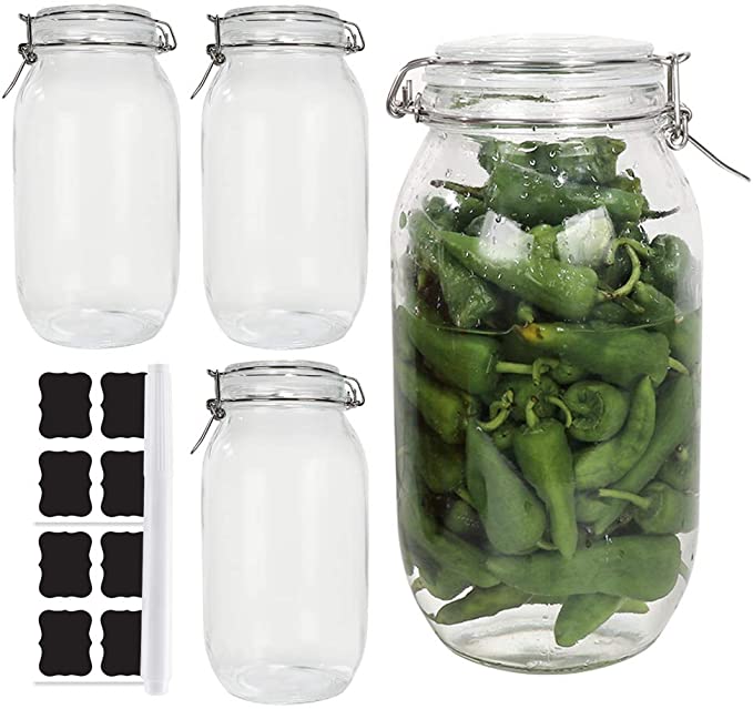 2-liter transparent glass tank with sealing cover and leakproof rubber gasket, wide mouth storage container