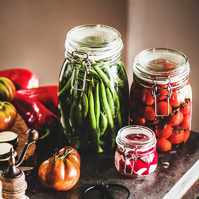 2-liter transparent glass tank with sealing cover and leakproof rubber gasket, wide mouth storage container