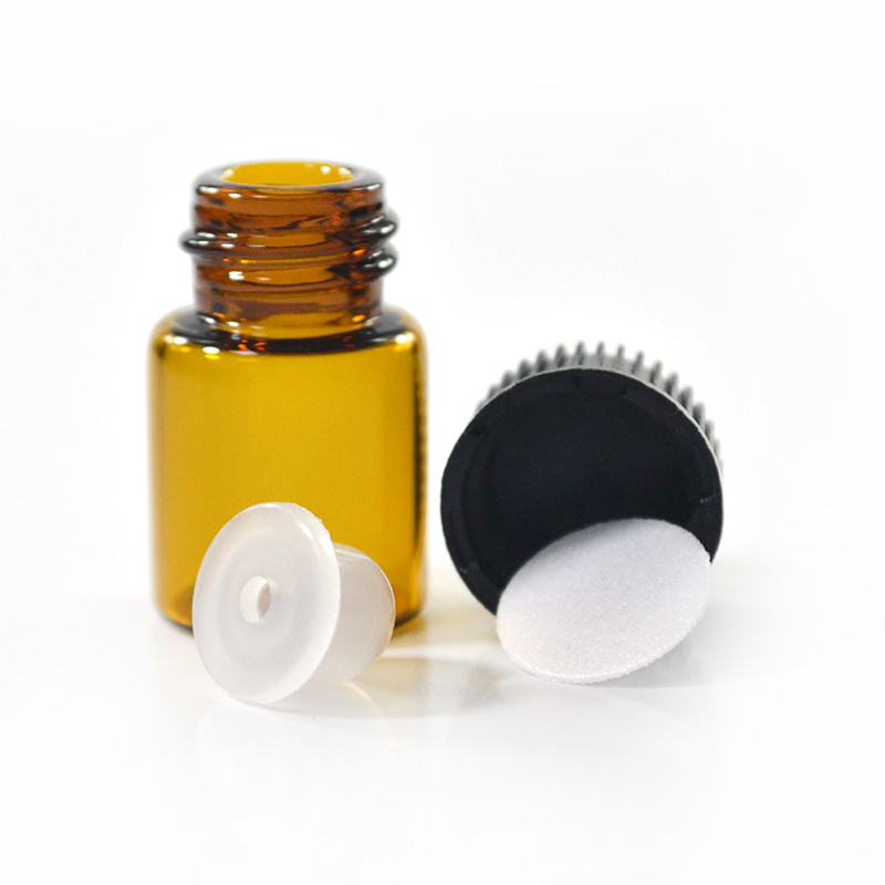 2 ml Amber Glass Essential Oil Bottle with Orifice Reducer and cap