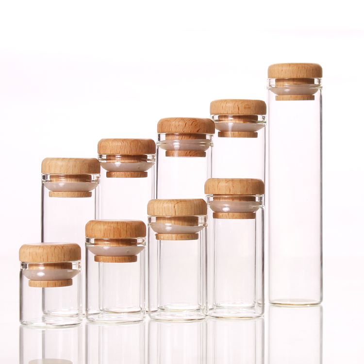 2 oz 30 mm Airtight Wood Cap packing tube Glass Test Tube Flat Bottom Food Grade Glass Vial Glass OEM Manufacturer