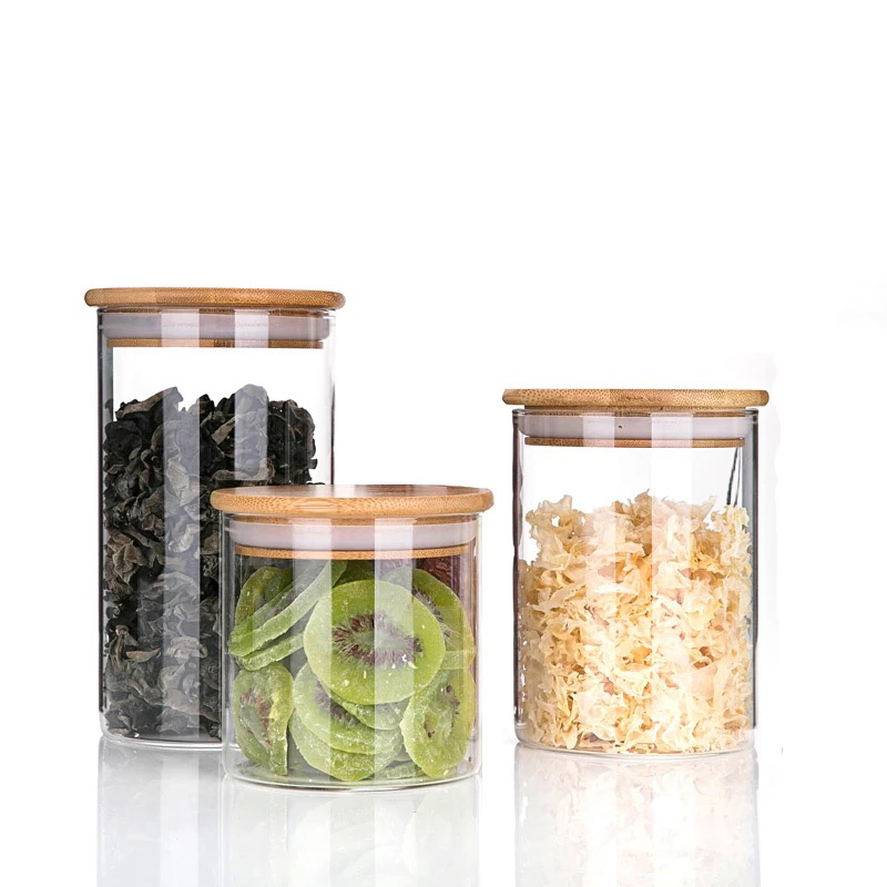 2 oz 4 oz 8 oz 10 oz 12 oz 14 oz 16 oz honey cand food candy glass container borosilicate glass jar with bamboo lid storage-67A