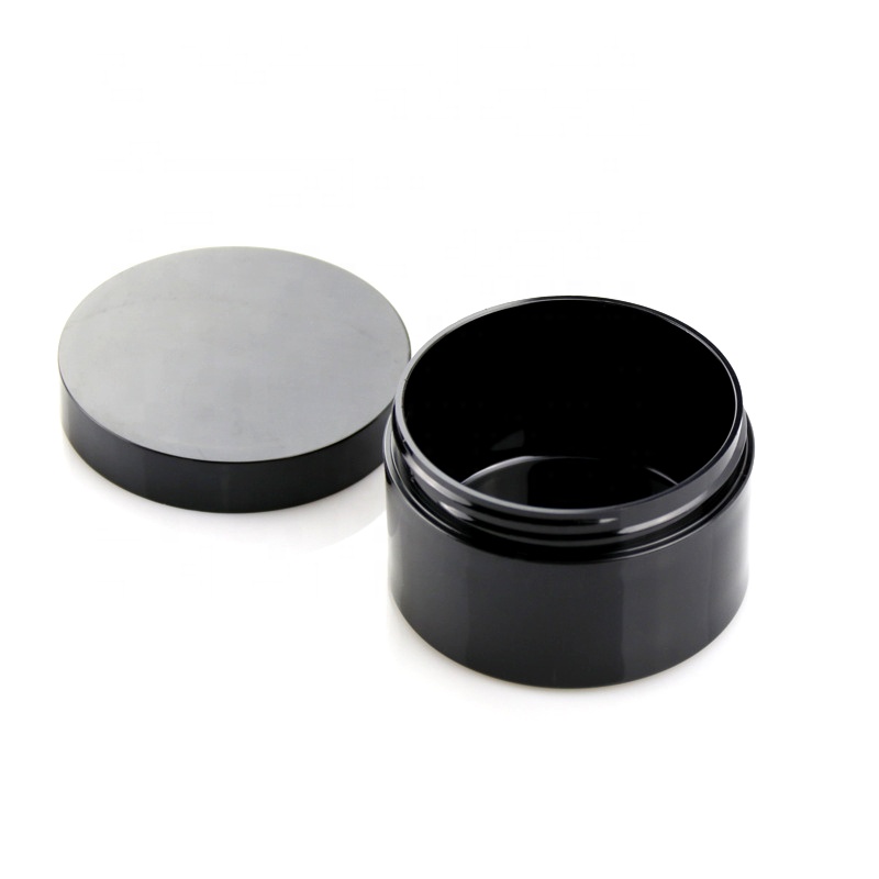 2 oz 4 oz 8 oz Black Smooth Plastic Jars PET Jars With Caps