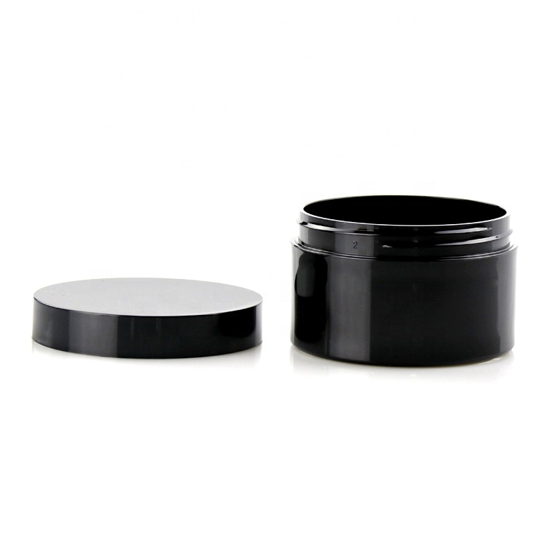 2 oz 4 oz 8 oz Black Smooth Plastic Jars PET Jars With Caps