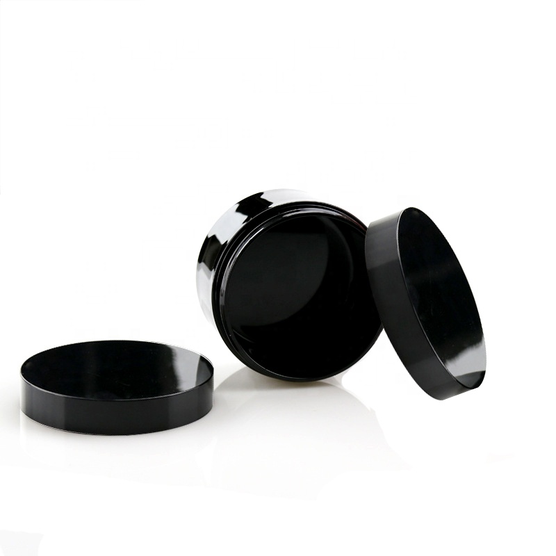 2 oz 4 oz 8 oz Black Smooth Plastic Jars PET Jars With Caps