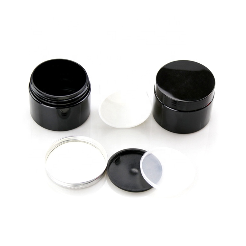 2 oz 4 oz 8 oz Black Smooth Plastic Jars PET Jars With Caps