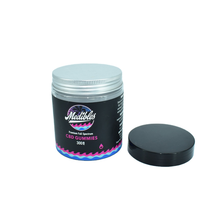 2 oz 4 oz 8 oz Plastic Jars Clear PET Straight Sided Jars / Lined Aluminum Caps Black Smooth Lined Caps