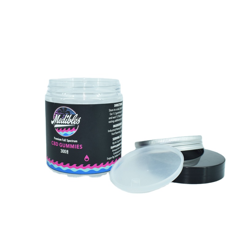 2 oz 4 oz 8 oz Plastic Jars Clear PET Straight Sided Jars / Lined Aluminum Caps Black Smooth Lined Caps