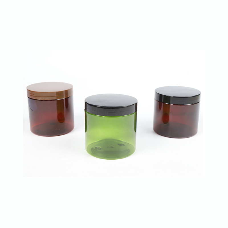 2 oz 4 oz 8 oz Plastic Jars Clear PET Straight Sided Jars w/ Lined Aluminum Caps Black Smooth Lined Caps 12 oz 16 oz for cbd