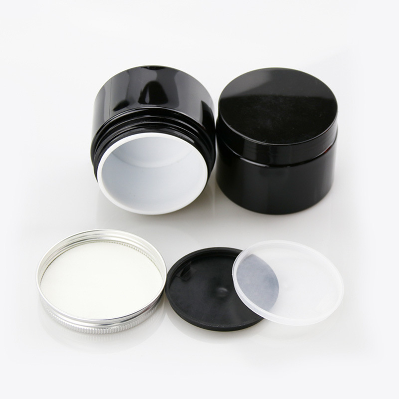 2 oz 4 oz 8 oz Plastic Jars Clear PET Straight Sided Jars w/ Lined Aluminum Caps Black Smooth Lined Caps 12 oz 16 oz for cbd