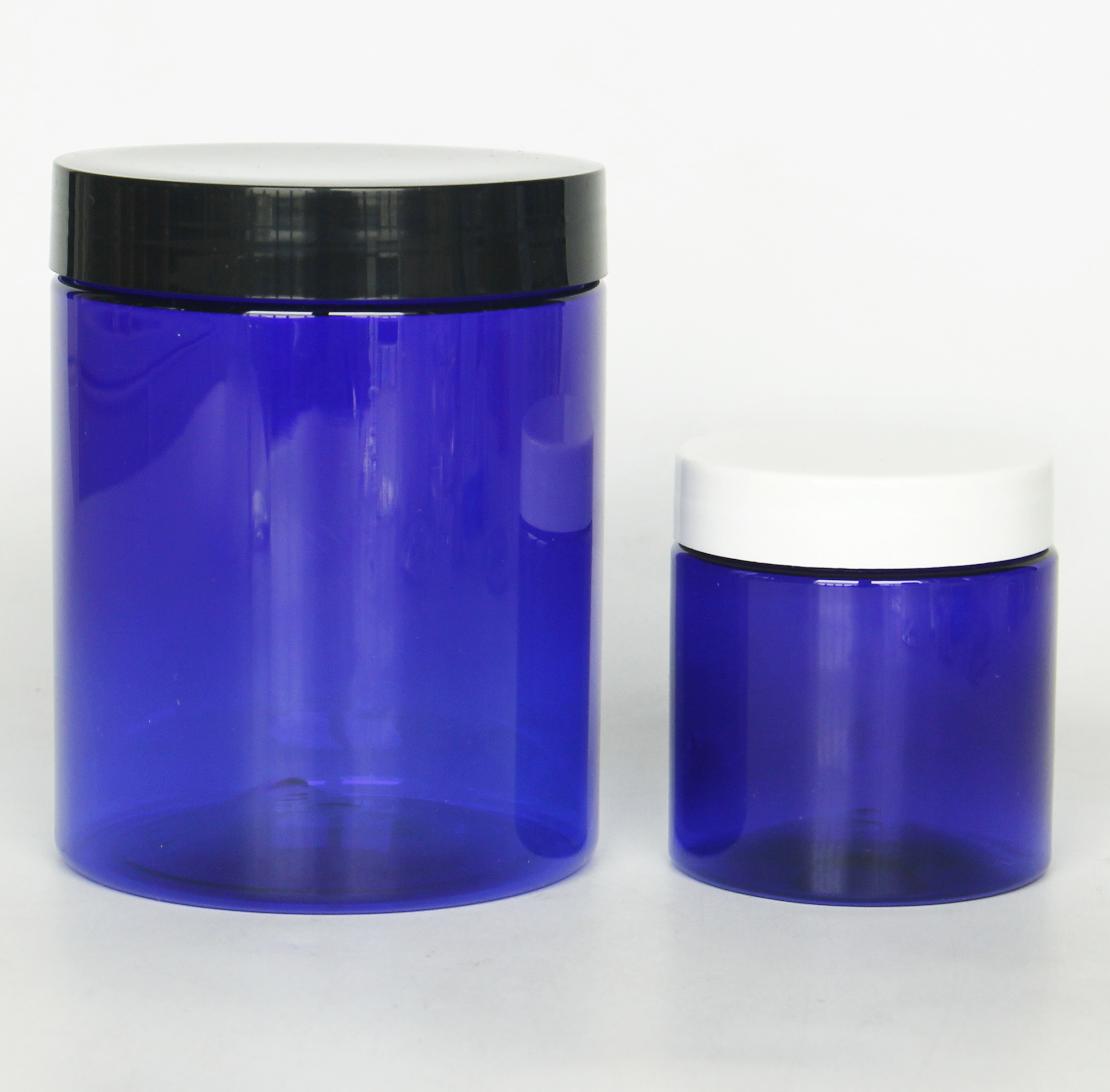2 oz 4 oz 8 oz Plastic Jars Clear PET Straight Sided Jars w/ Lined Aluminum Caps Black Smooth Lined Caps 12 oz 16 oz for cbd