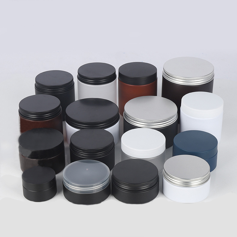 2 oz 4 oz 8 oz cosmetic jars PET Straight Sided Jars with Lined Aluminum Caps Black Smooth Lined Caps 12oz 16 oz for CBD