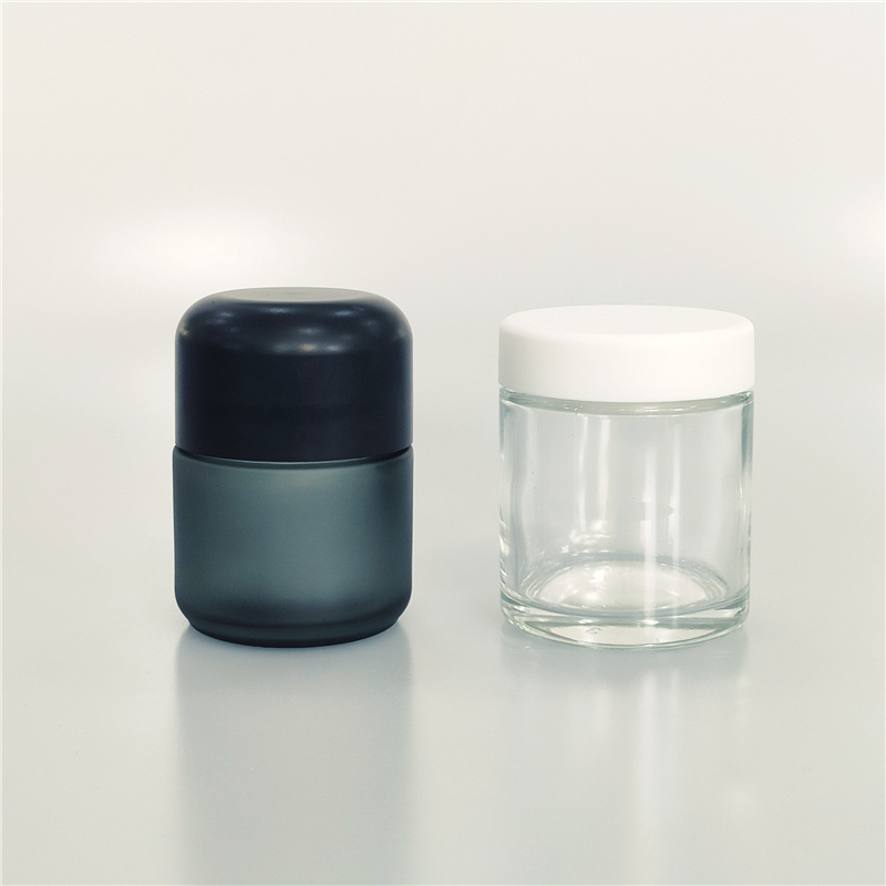 2 oz 4 oz hemp weed Childproof Black UV Glass Jar With Child Resistant Lid