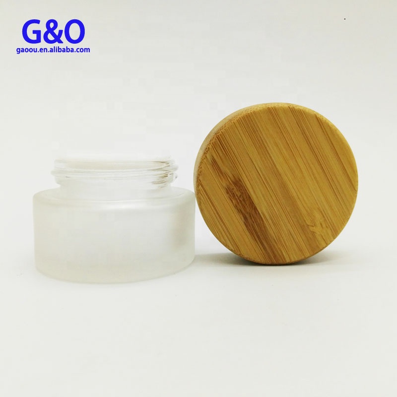 2 oz 50ml 100g frosted luxury white empty container wooden bottles glass bamboo cream cosmetic jar for cosmetics and lids