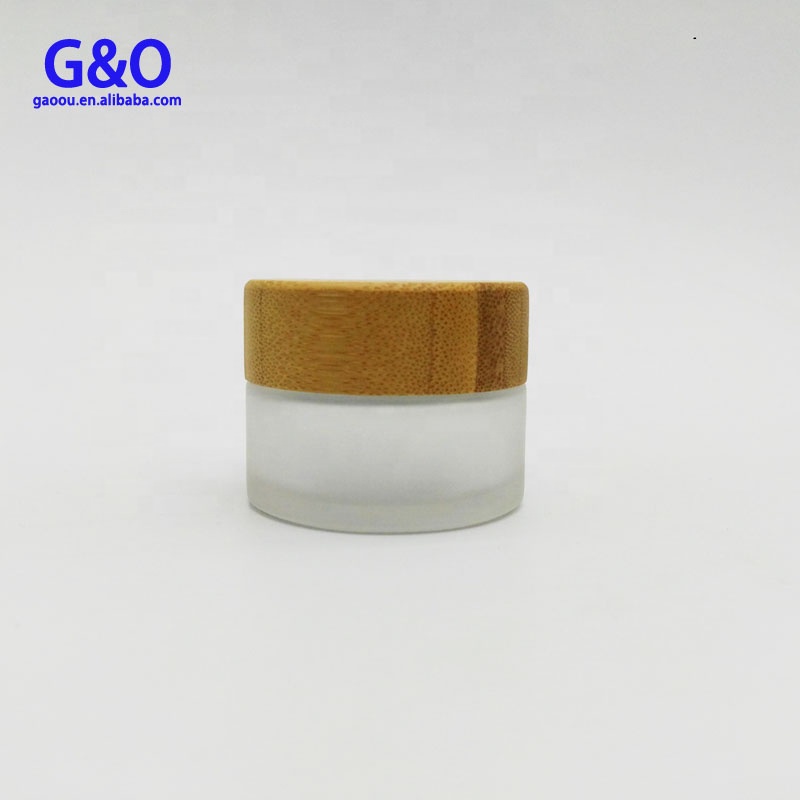 2 oz 50ml 100g frosted luxury white empty container wooden bottles glass bamboo cream cosmetic jar for cosmetics and lids