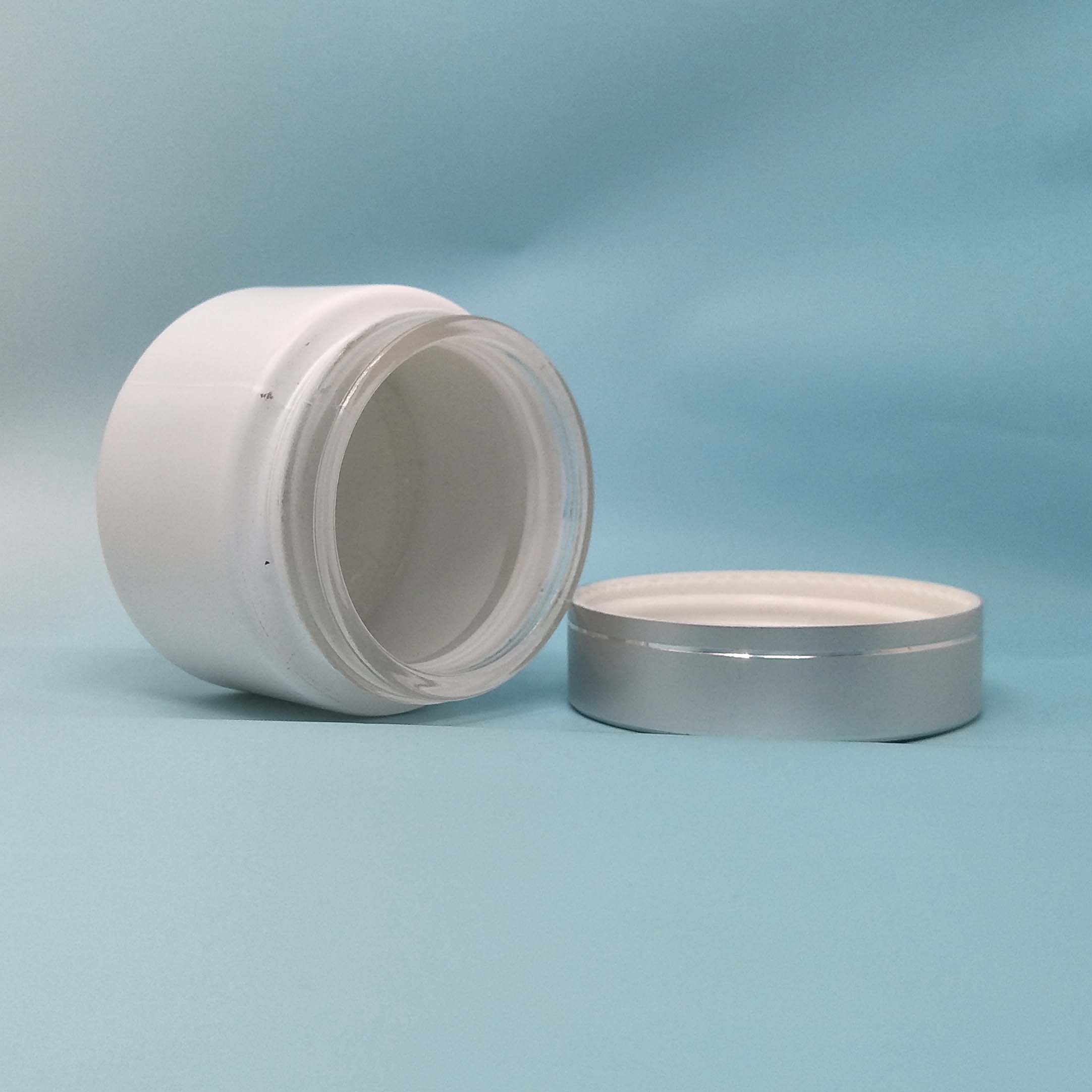 2 oz 60ml Custom high quality empty white cosmetic glass jar for face cream