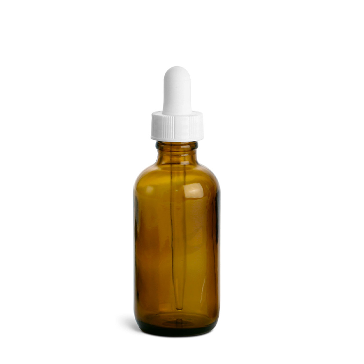 2 oz 60ml Essential Oil Amber Glass Round Bottles with White Bulb Glass Droppers